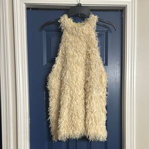 POL Cream Fuzzy Halter Top